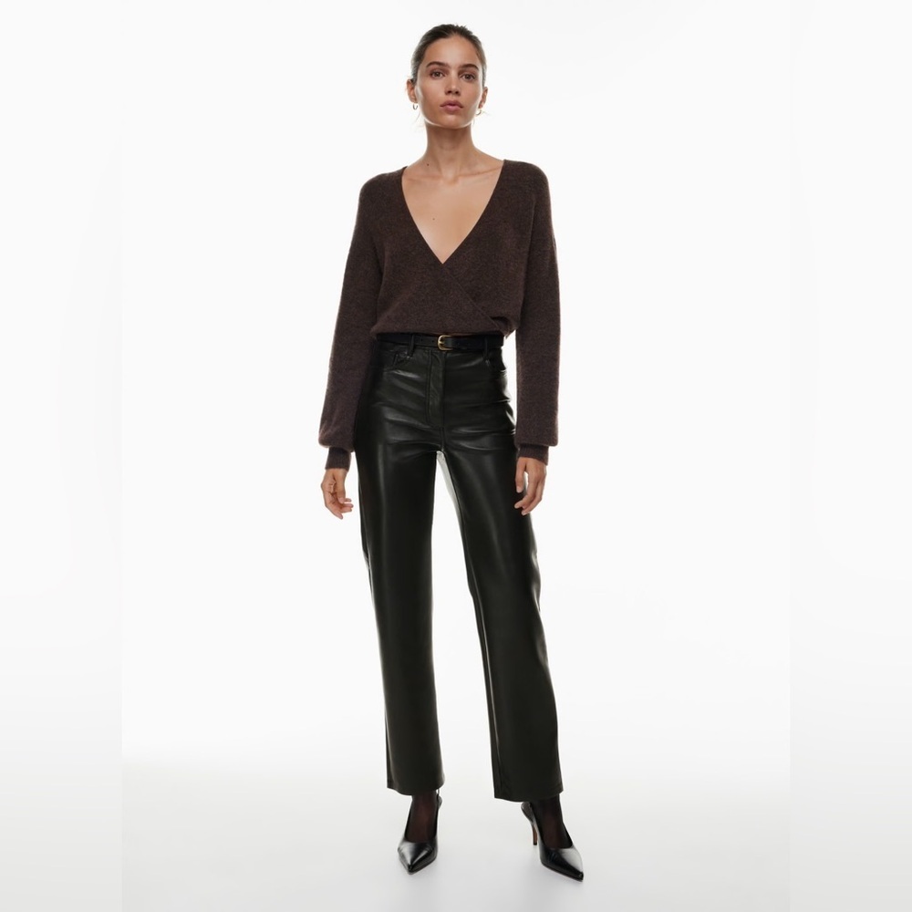 Aritzia Wilfred Black Faux Leather The Melina Pants Size 2 US - Picture 1 of 7